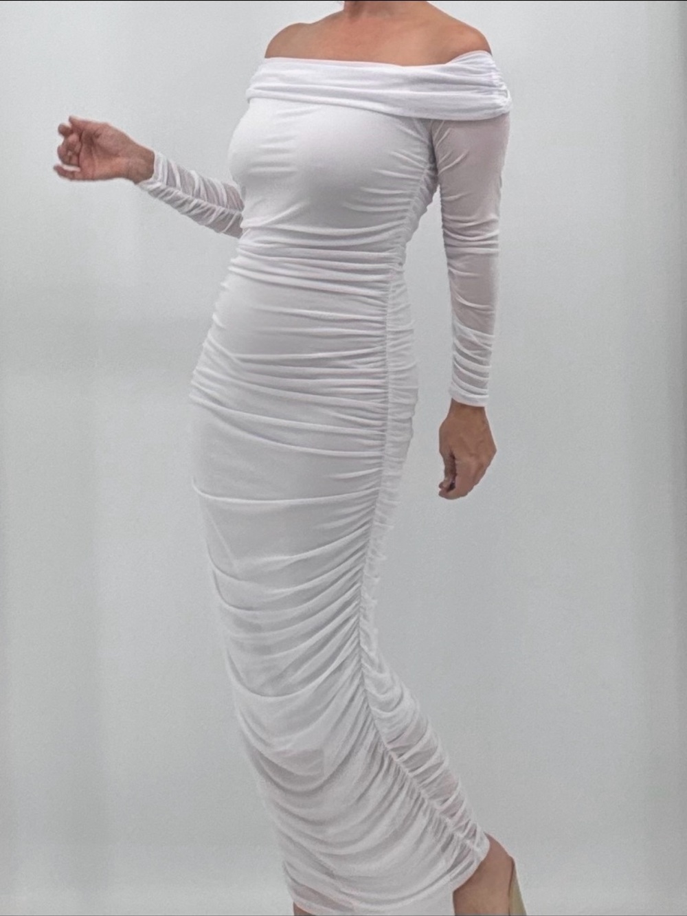 Fashion Nova Bridal Beach Wedding Sorority Rush Ruched Little White Dress Gown